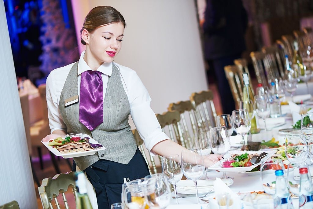 Food and Beverage Service training student serving guests at IICE Private Limited hotel management institute